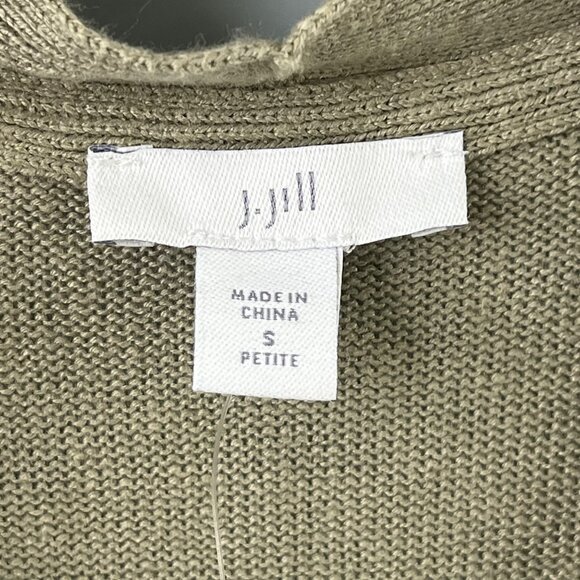 J Jill Sweater Cardigan Size Small Petite Sage Green Button Short Sleeve Light - Picture 3 of 11